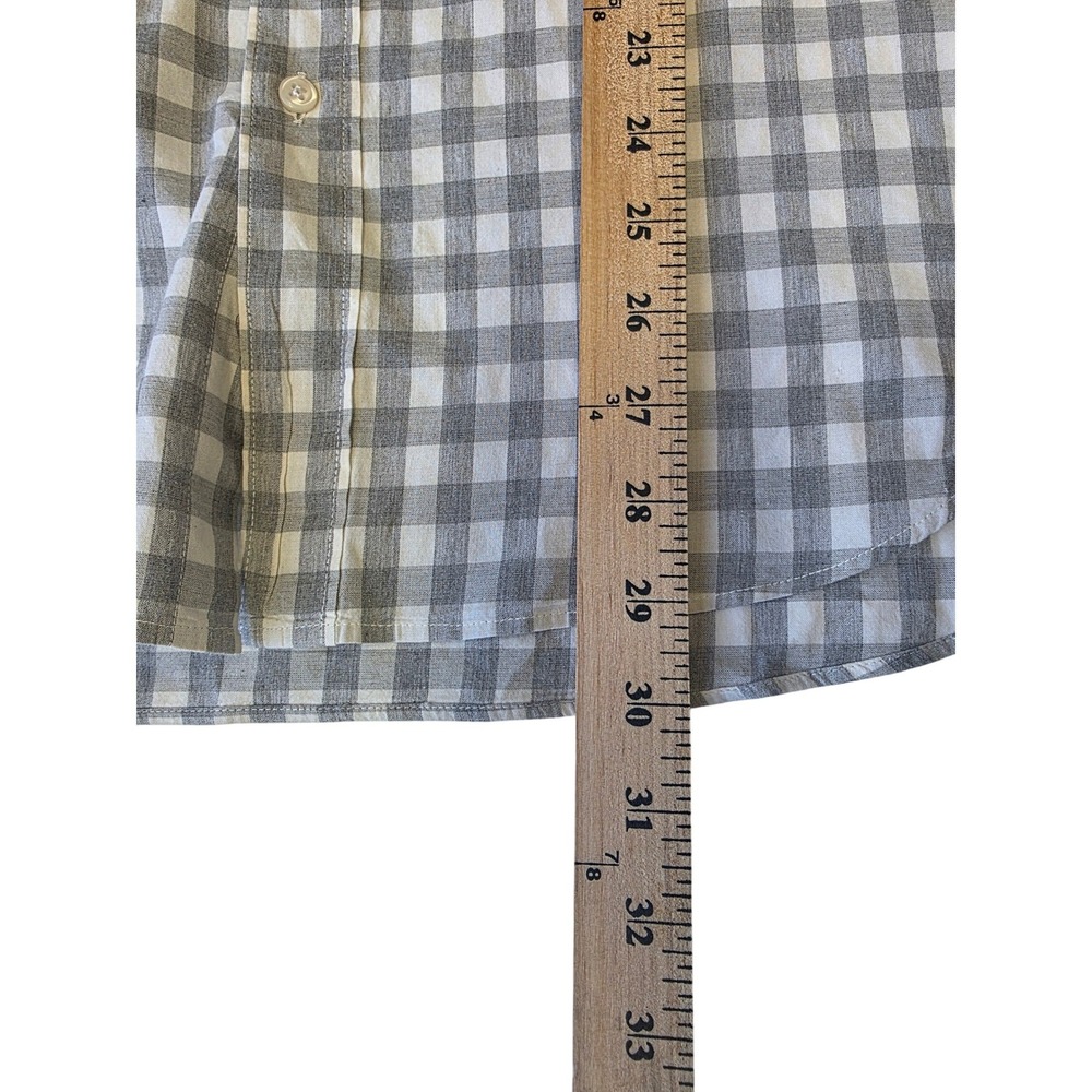 J.Crew Secret Wash Shirt Mens Medium Grey Gingham Organic Cotton Stretch Classic - Picture 10 of 11